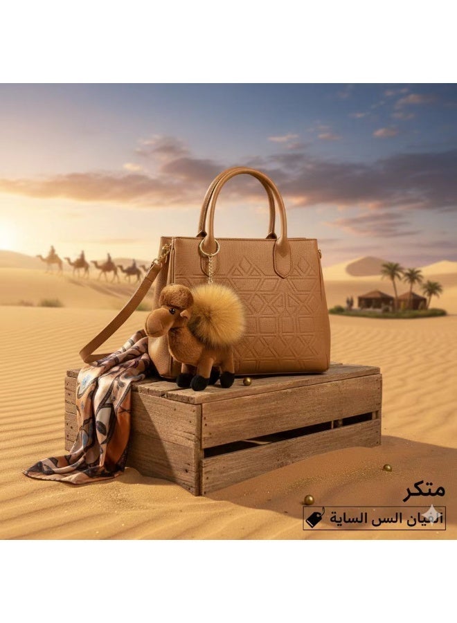 Arabic Souvenir, Desert Camel, Fluffy Pompom, Eid Gift, Luxury Bag Accessory, Travel Keepsake, Kawaii Keychain. - Image 3